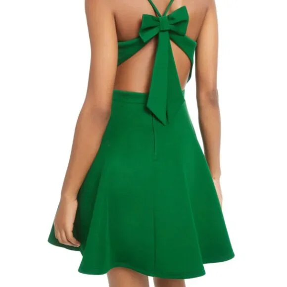 slim fit dress slacks Green and White Polkadots All Over Juniors V-Neck Dress main image 1